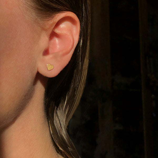 Heart stud earrings in reclaimed 14k gold, small