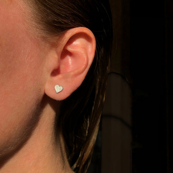 Heart stud earrings in sterling silver, small