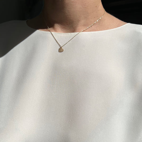 Small Tipsy Heart Necklace in Reclaimed 14k Gold