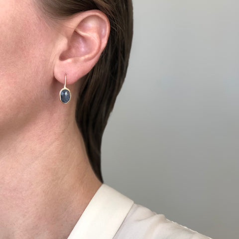 Denim Blue Sapphire Gem Drop Earrings