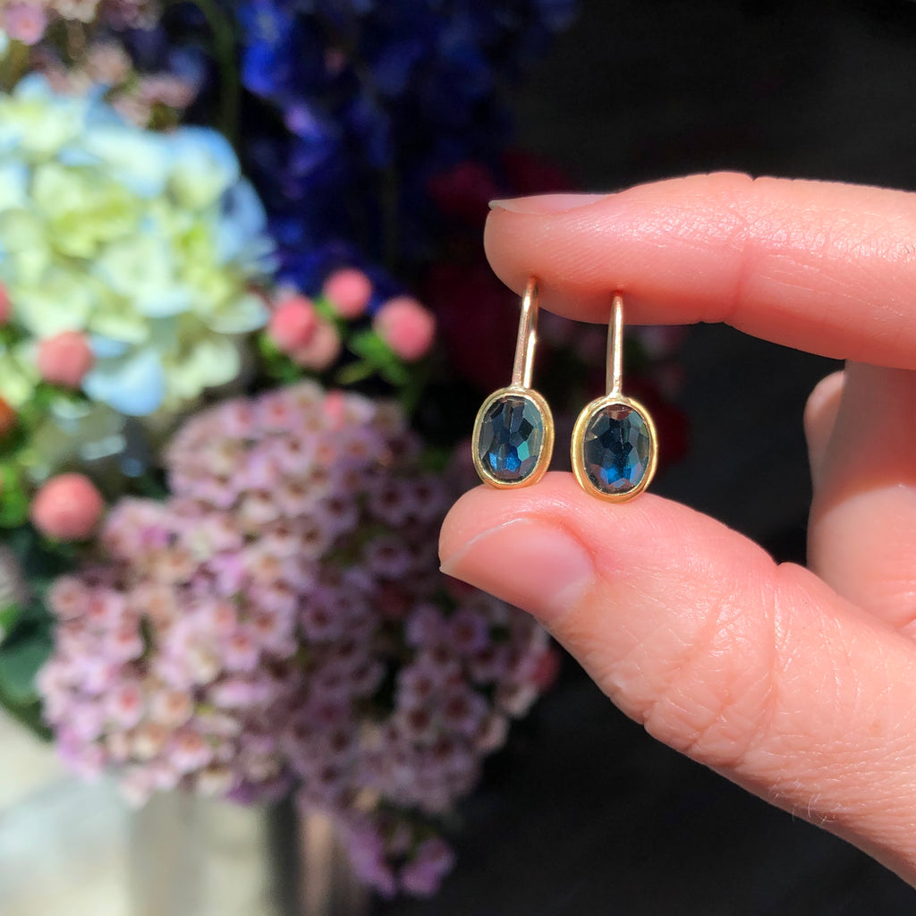 Blue gem deals drop earrings