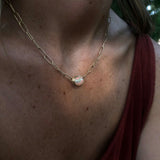 2.5ct pink opal and 10k handmade chain necklace