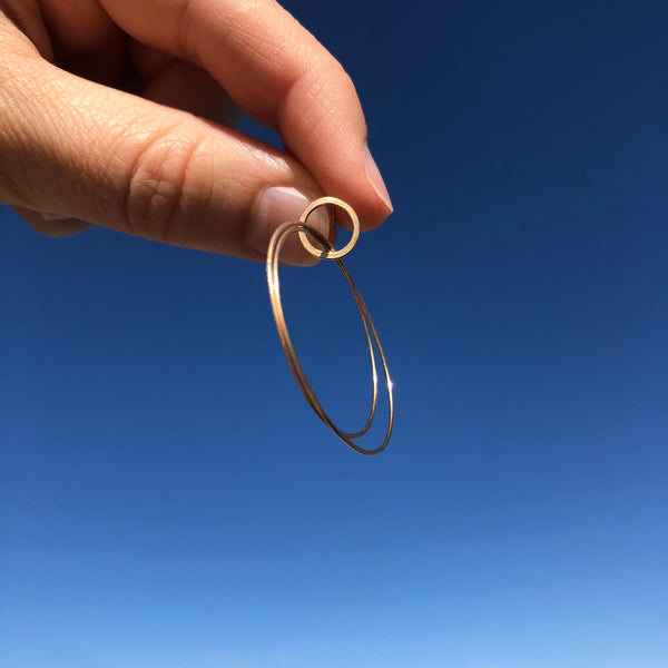 Small double hoop earrings, 10k gold