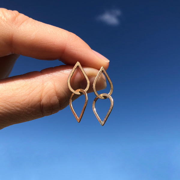 Double droplet earrings in 10k gold