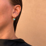 Tri Turquoise Gem Drop Earrings in 14k Gold