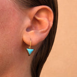Tri Turquoise Gem Drop Earrings in Oxidized Silver and Gold
