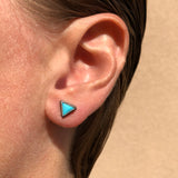 Small Triangular Turquoise Studs in Oxidized Silver