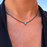 Small Triangular Turquoise Necklace in Gold and Silver