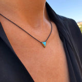 Medium Triangular Turquoise Necklace in Gold and Silver