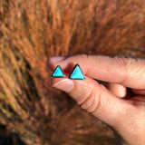 Medium Triangular Turquoise Studs in Oxidized Silver