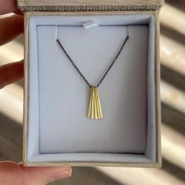 Five tassel necklace, silver & gold