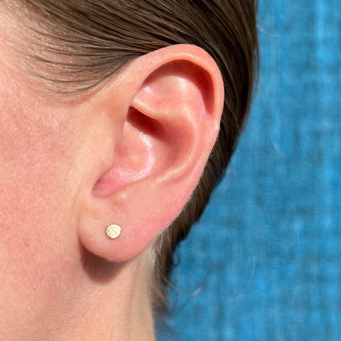 Mini disc stud earrings, single or pair