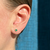 Small green chalcedony stud earrings, single or pair