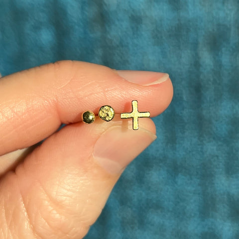 Gold nugget stud earrings, single or pair