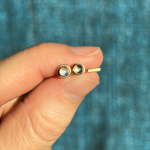 Small moonstone stud earrings, single or pair