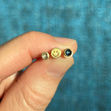 Gold smiley face stud earrings, single or pair
