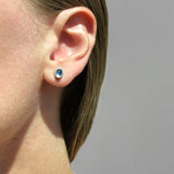 Small oval moonstone studs in sterling silver
