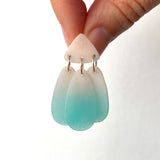 Small Three Tassel Earring, Bone - Aqua