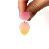 Medium Tear Drop Earrings, Pink - Golden Yellow