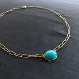 Natural Sleeping Beauty Turquoise and 14k Handmade Chain Necklace