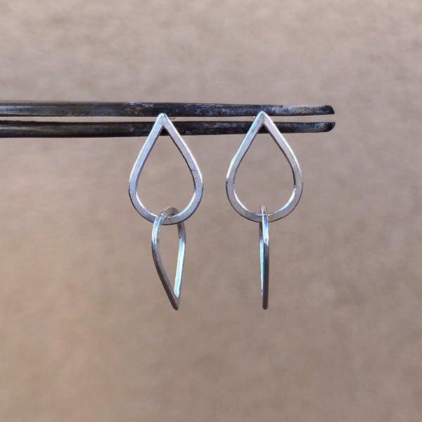 Double droplet earrings in sterling silver
