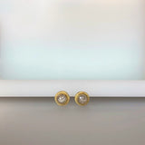 Light grey raw diamond yellow gold studs