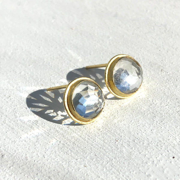 Large white topaz studs