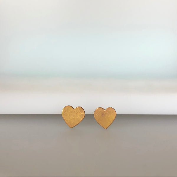 Rose gold heart studs