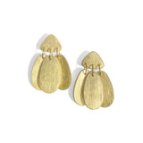 Small Three Tassel Earring, 18k Gold Leaf Solid