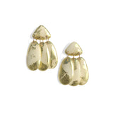 Small Three Tassel Earrings, 18k Gold Leaf Splash