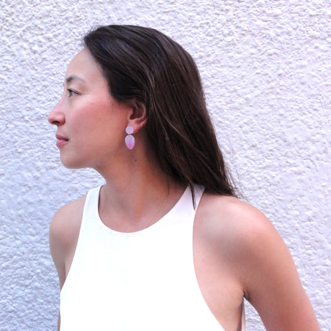 Medium Tear Drop Earrings, 18k Gold Leaf Solid & Black