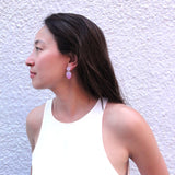 Medium Tear Drop Earrings, 18k Gold Leaf Solid & Taupe